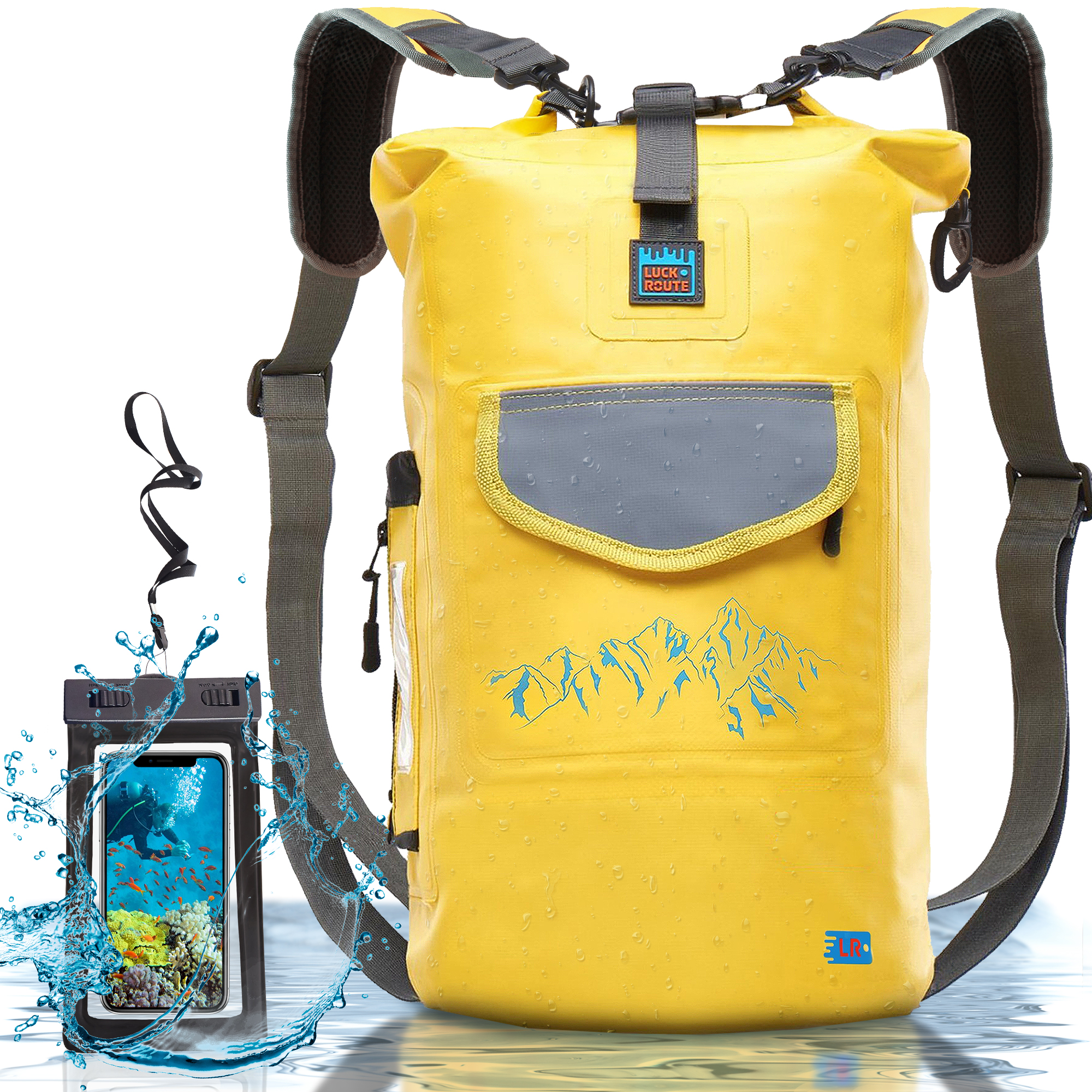 Luck route Dry Bag 20L Yellow Two Straps